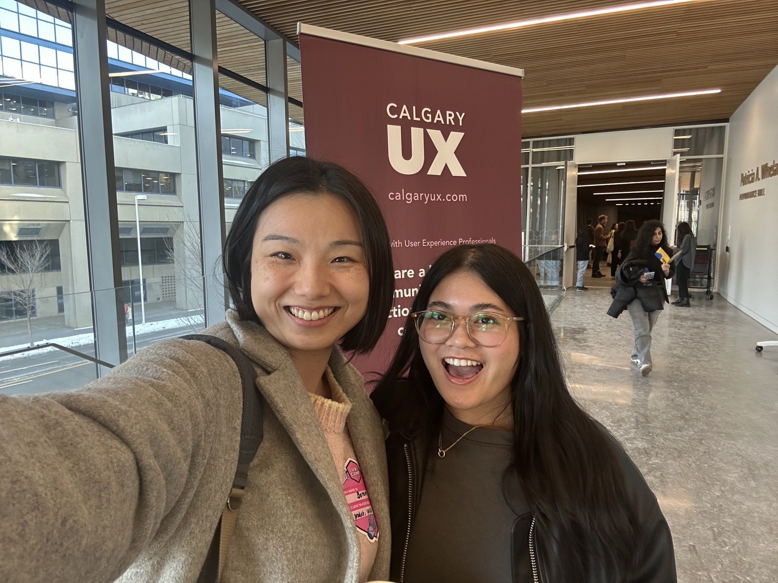 Boram and a friend at a Calgary UX community event